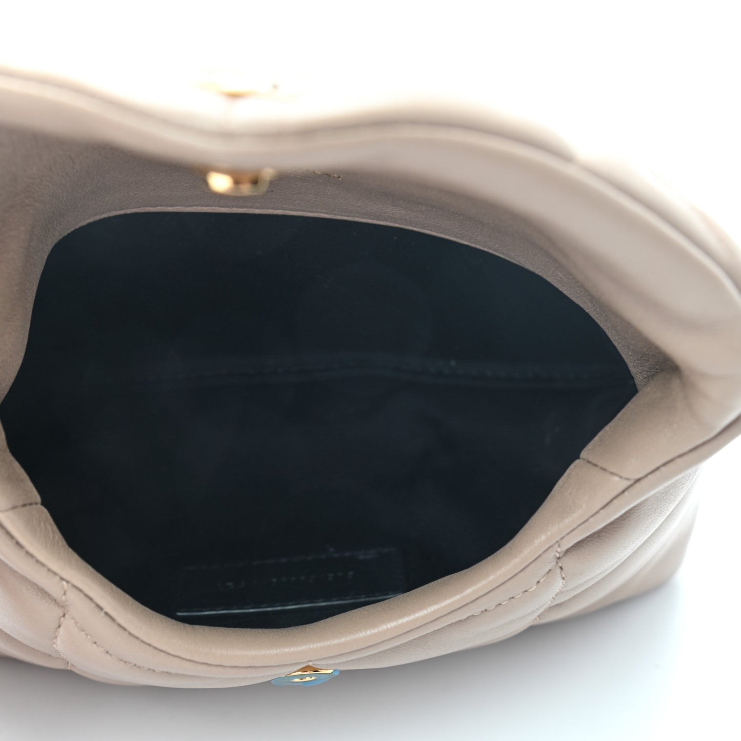 Lambskin Monogram Loulou Puffer Pouch Clutch Dark Beige
