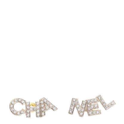 Chanel Crystal Pearl Signature Stud Earrings Gold 1 of 5