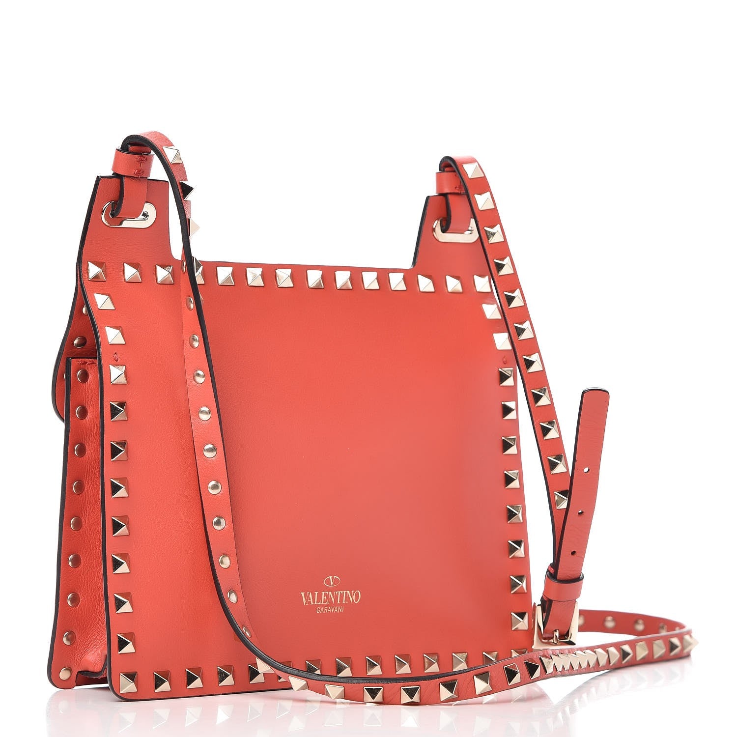Valentino Garavani Calfskin Rockstud Crossbody Messenger Bag Deep Coral 3 of 7