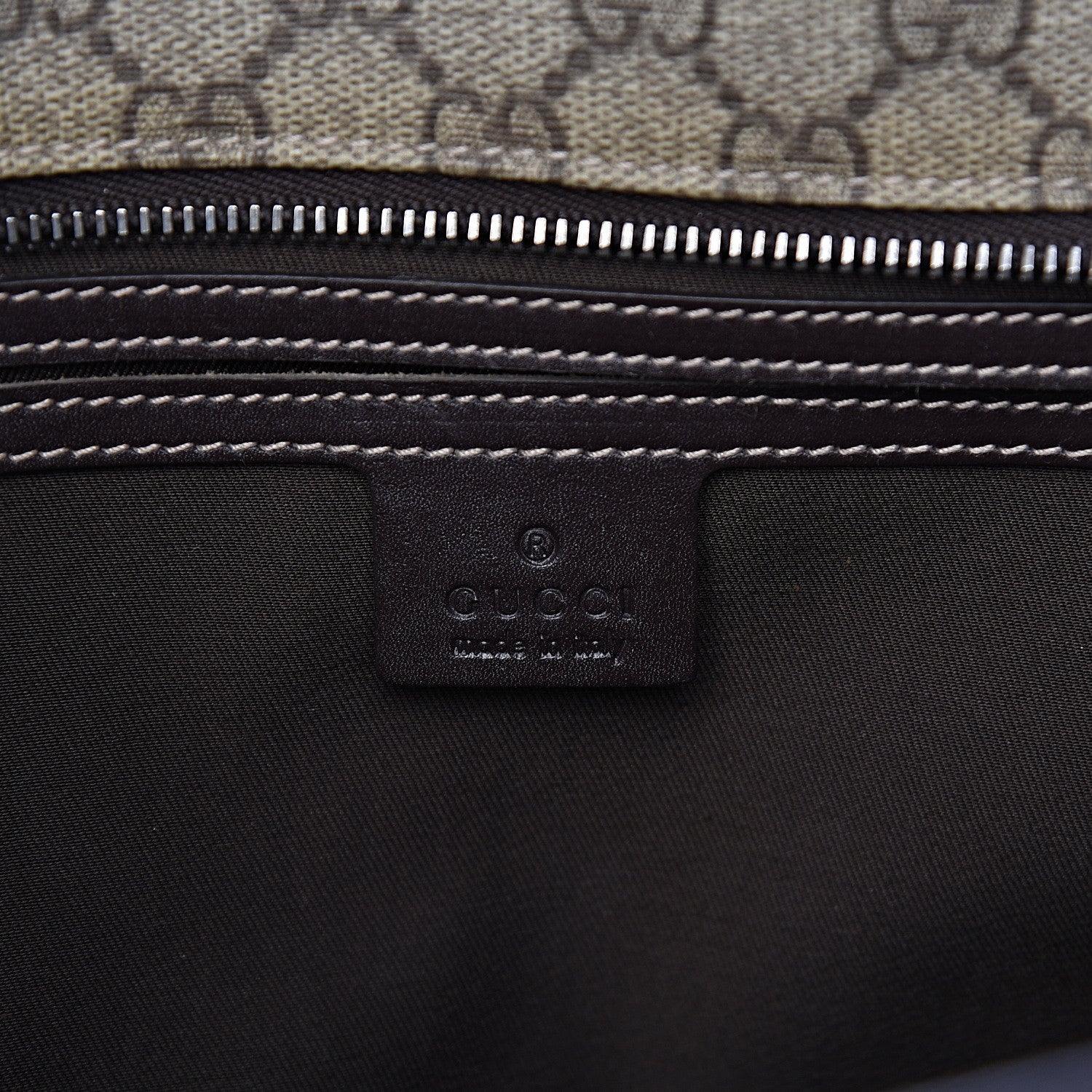 Gucci GG Supreme Monogram Medium Zippered Shopping Tote Dark Brown 6 of 10