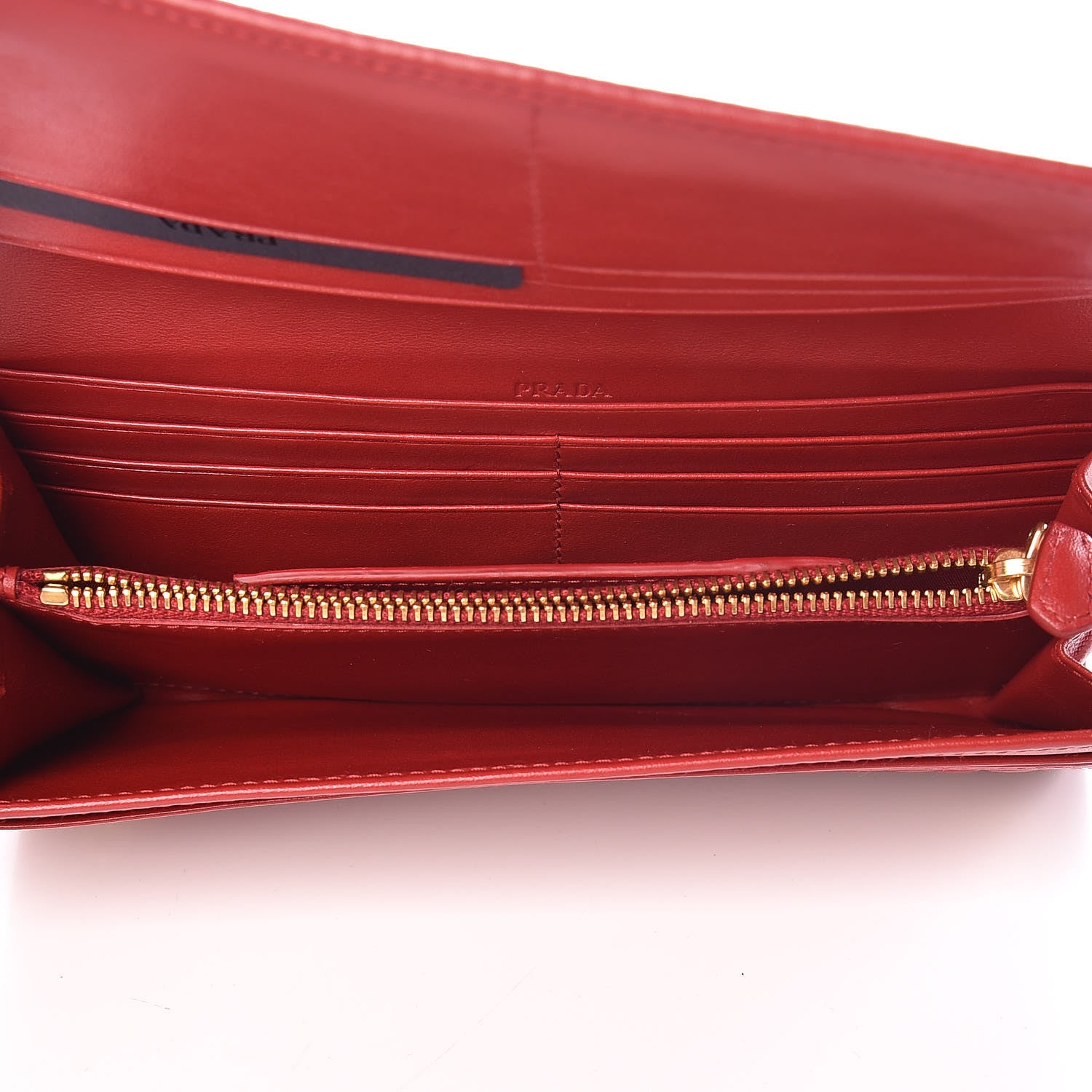Prada Soft Calf Quilted Continental Flap Wallet Fuoco 6 of 9
