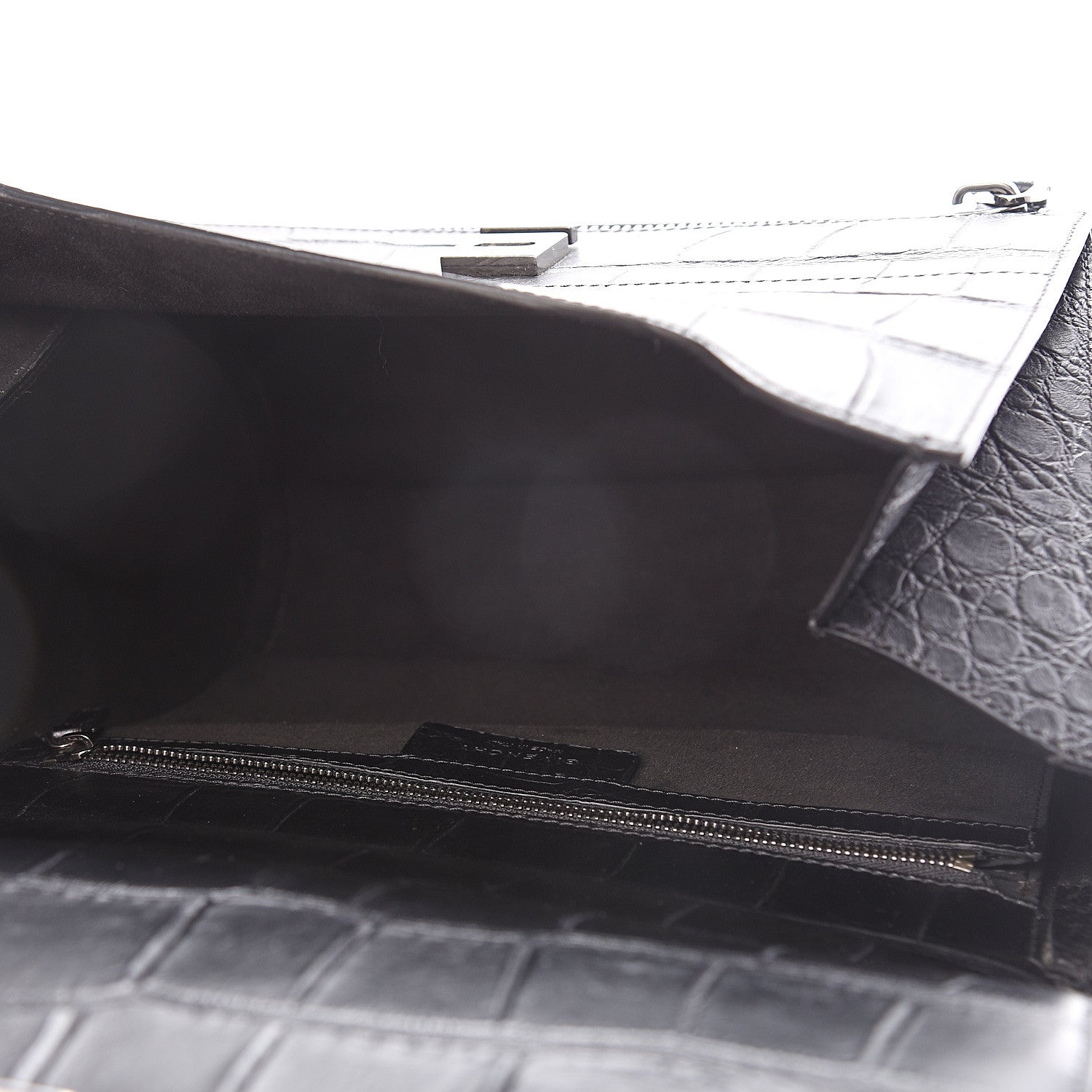 Givenchy Calfskin Crocodile Embossed Medium Pandora Box Crossbody Bag Black 4 of 9