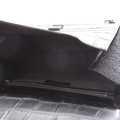 Givenchy Calfskin Crocodile Embossed Medium Pandora Box Crossbody Bag Black 4 of 9