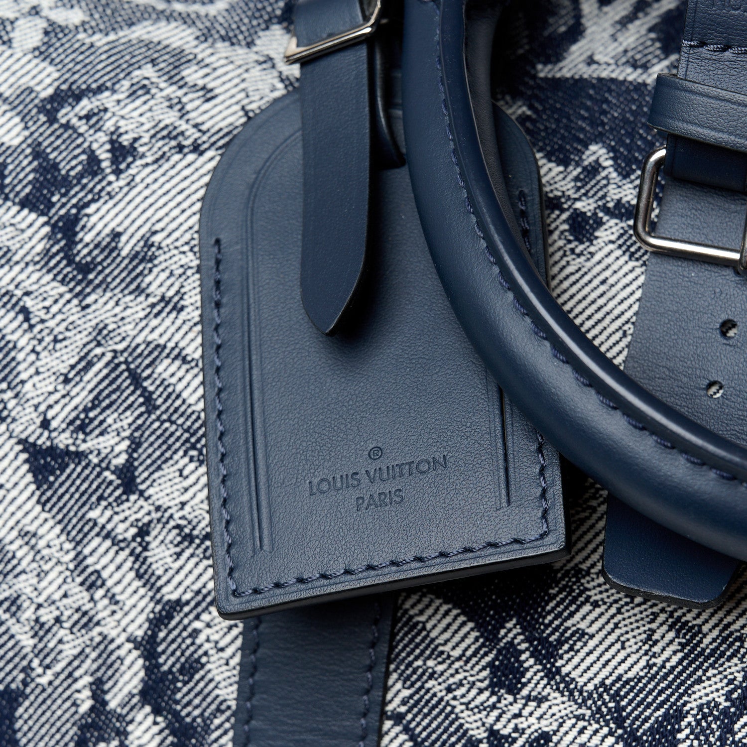 Louis Vuitton Monogram Tapestry Keepall Bandouliere 50 Bleu 7 of 10