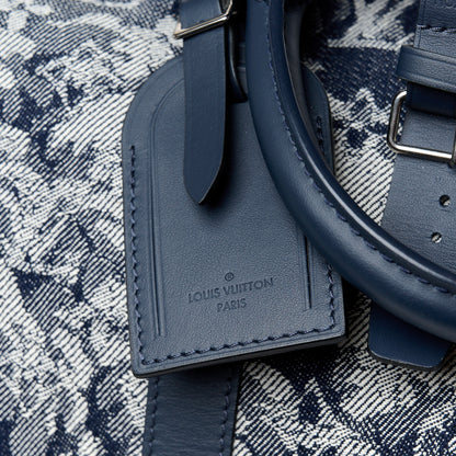Louis Vuitton Monogram Tapestry Keepall Bandouliere 50 Bleu 7 of 10
