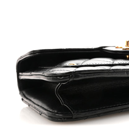 Chanel Lambskin Quilted Preppy Satchel Wallet On Chain WOC Black 10 of 12