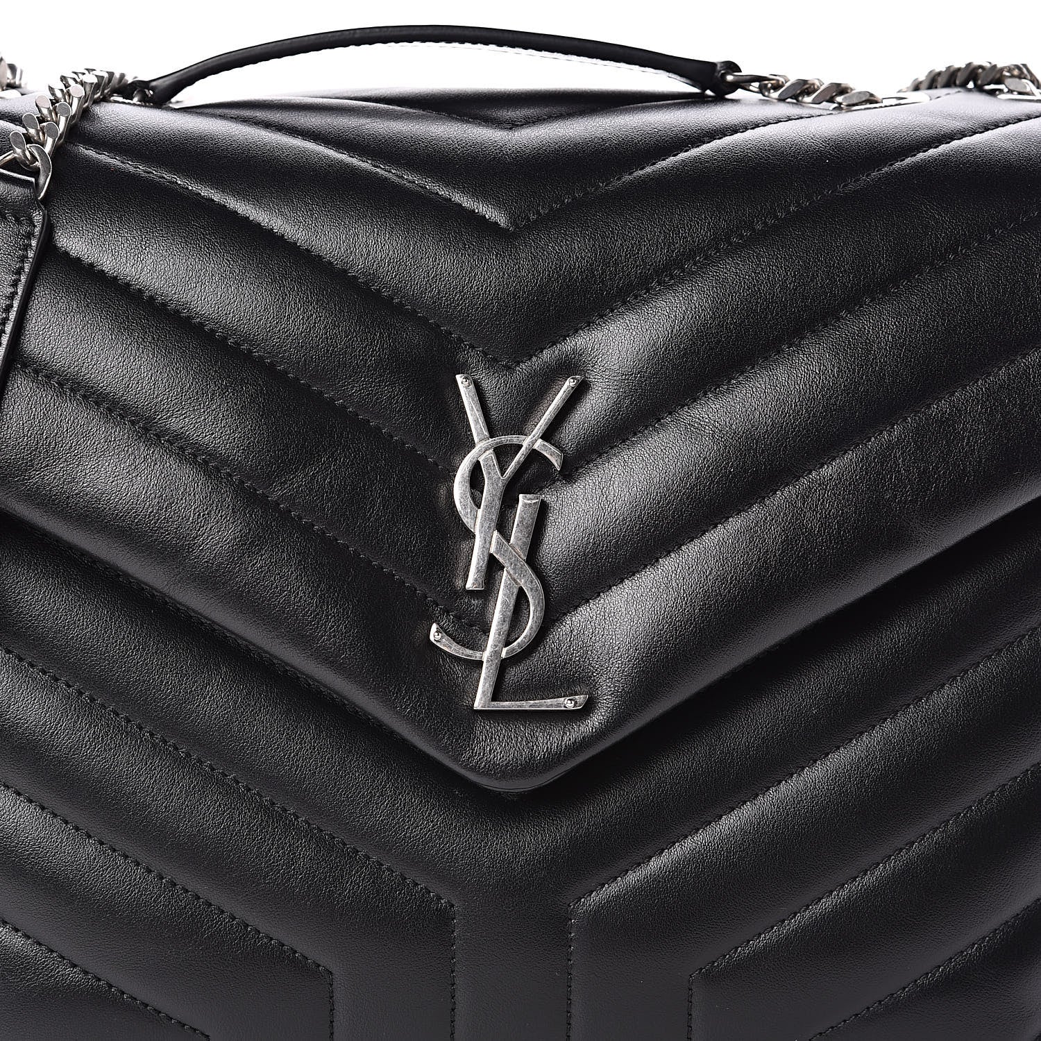Saint Laurent Calfskin Y Quilted Monogram Medium Loulou Chain Satchel Black 10 of 10