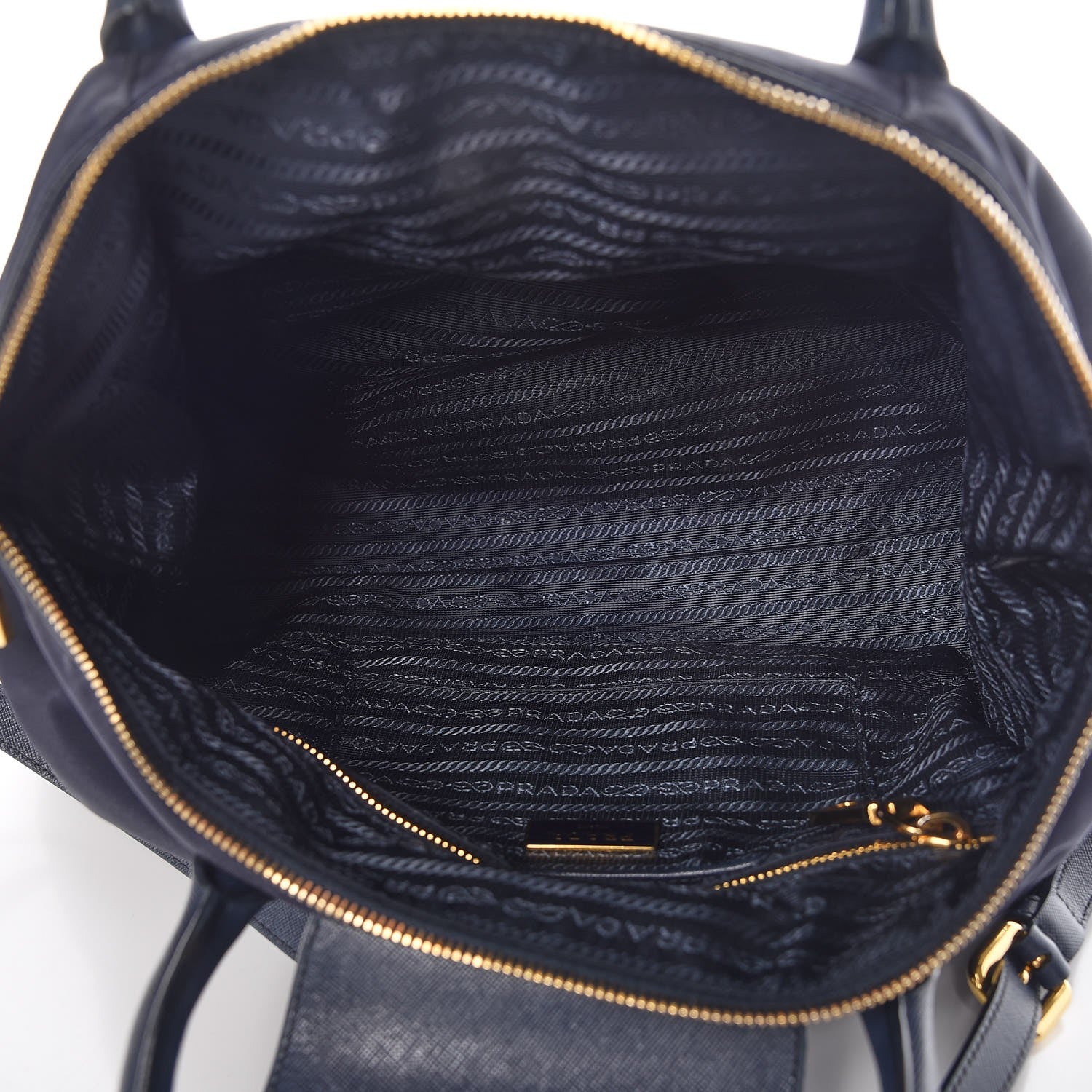 Prada Tessuto Nylon Saffiano Tote Blue 5 of 8