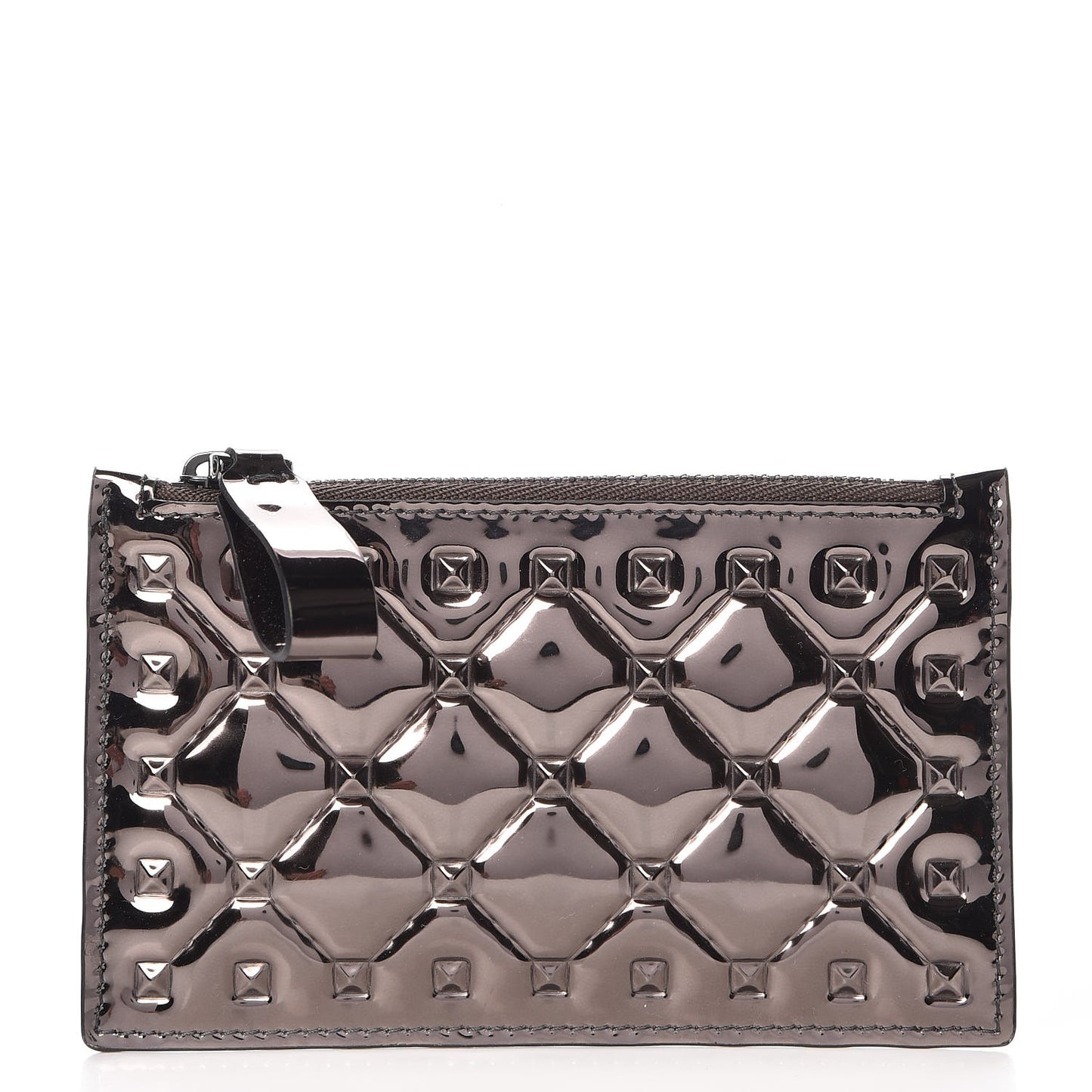 Metallic Patent Rockstud Spike Coin Case Card Holder Rutenio