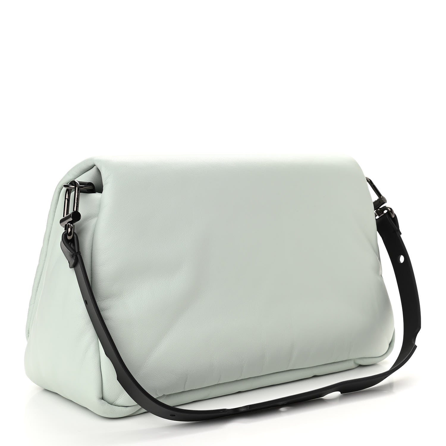 Off-White Calfskin Slouchy Nailed Clutch Green 3 of 9