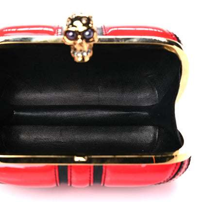 Alexander McQueen Patent Calfskin Britannia Skull Box Clutch Red Black 5 of 18