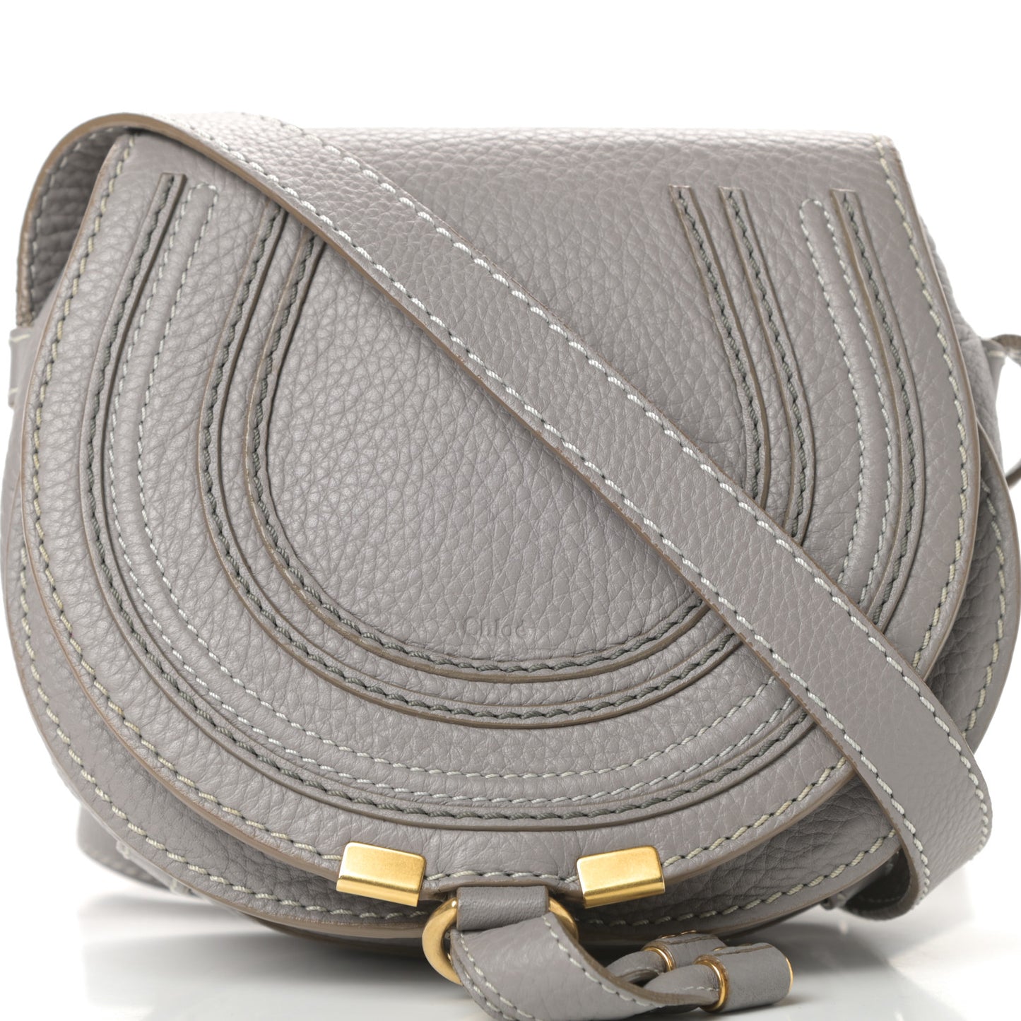 Calfskin Mini Marcie Round Crossbody Bag Cashmere Grey