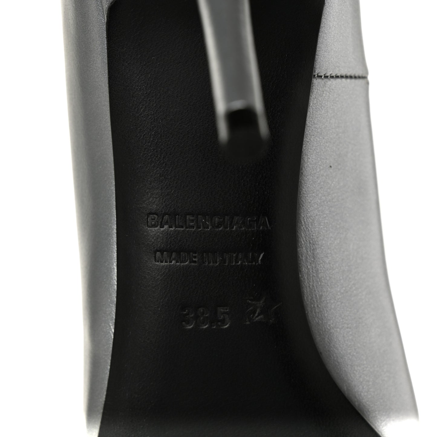 Metallic Nappa Square Knife 80mm Pumps 38.5 Silver