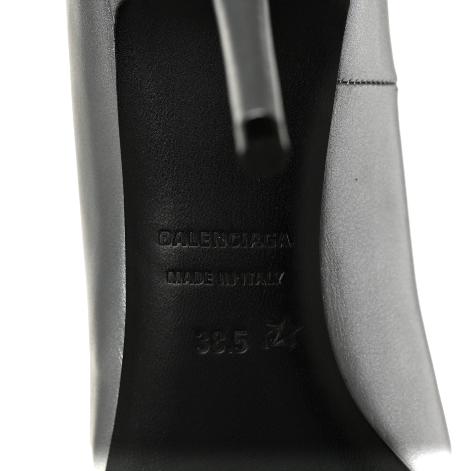 Balenciaga Metallic Nappa Square Knife 80mm Pumps 38.5 Silver 6 of 8
