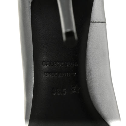 Balenciaga Metallic Nappa Square Knife 80mm Pumps 38.5 Silver 6 of 8