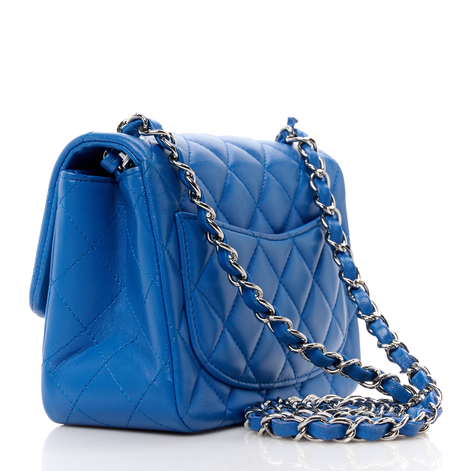 Chanel Lambskin Quilted Mini Square Flap Blue 3 of 11
