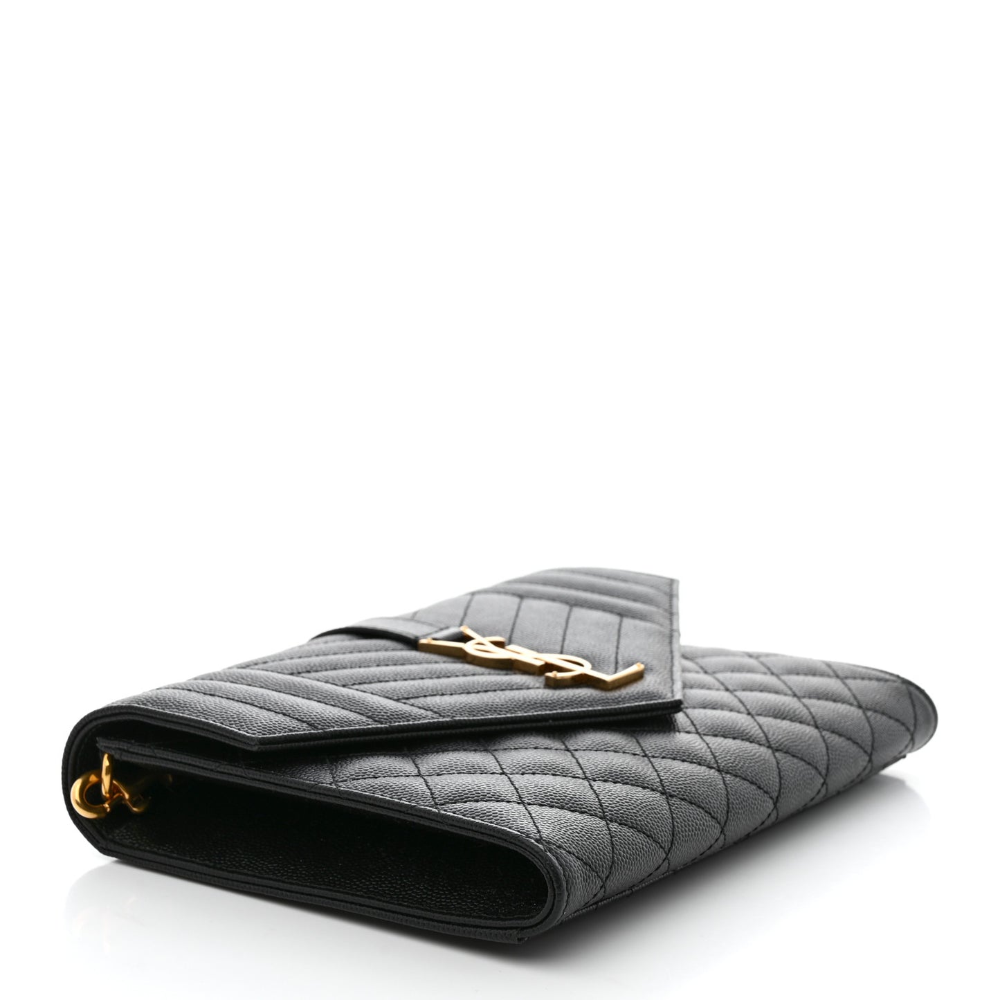 Grain De Poudre Textured Mixed Matelasse Triquilt Monogram Clutch Black
