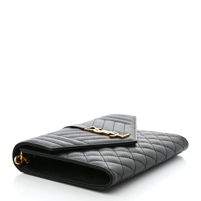 Saint Laurent Grain De Poudre Textured Mixed Matelasse Triquilt Monogram Clutch Black 4 of 8