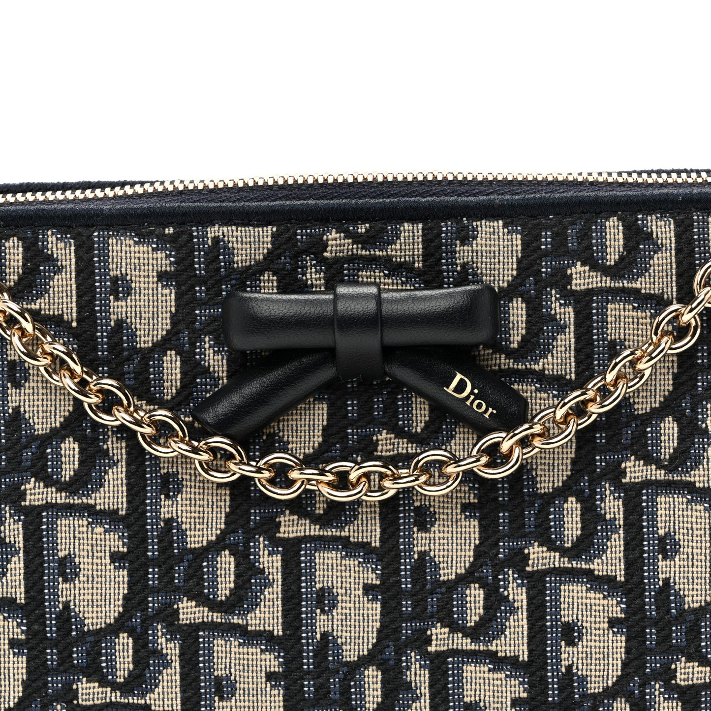 Oblique Bow Pouch With Chain Blue