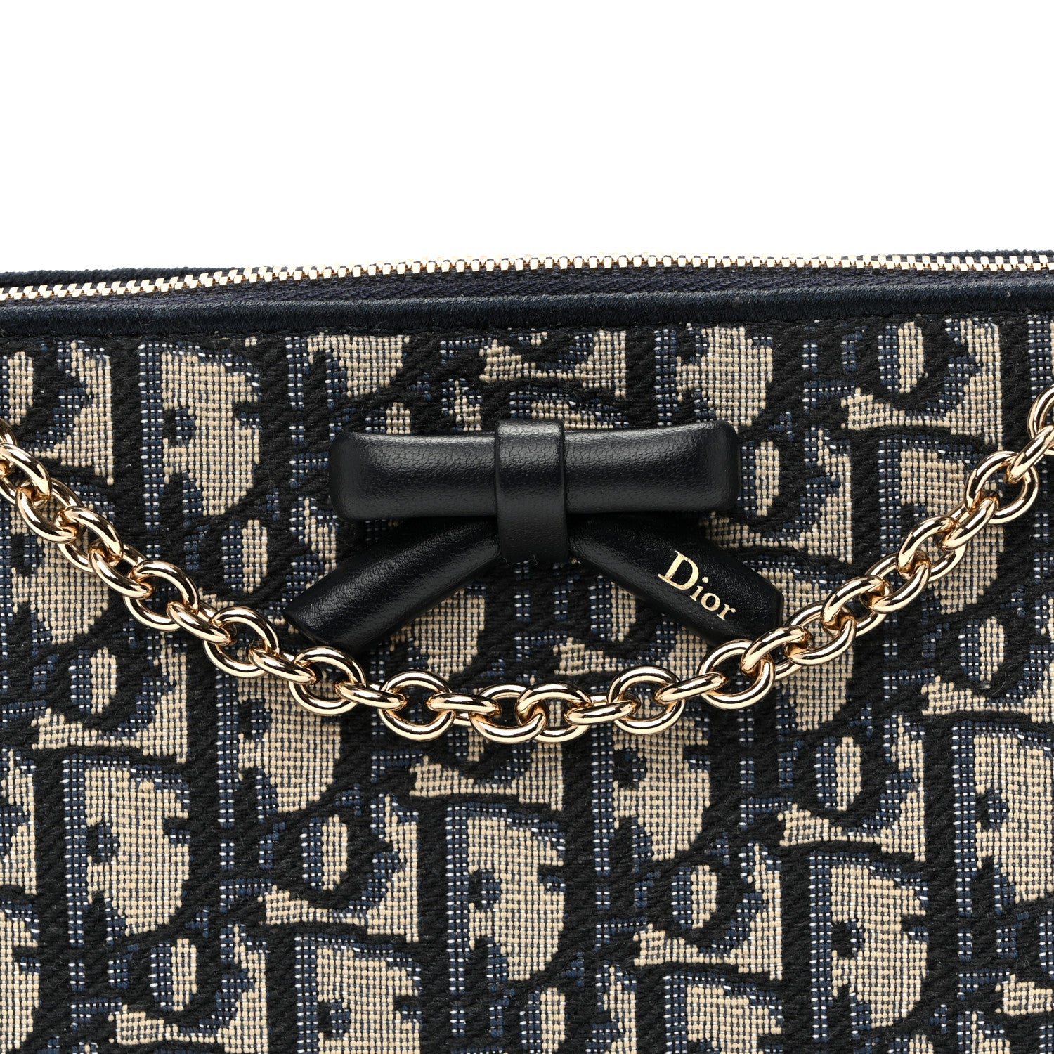 Christian Dior Oblique Bow Pouch With Chain Blue 8 of 11