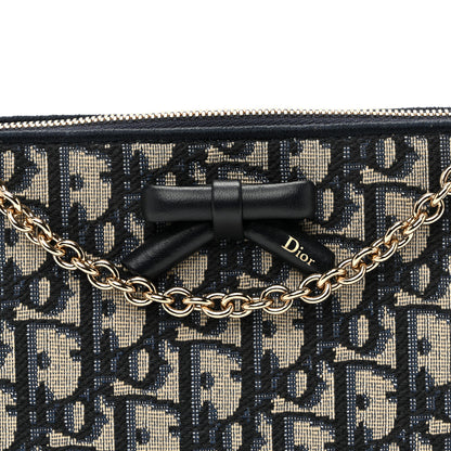 Christian Dior Oblique Bow Pouch With Chain Blue 8 of 11