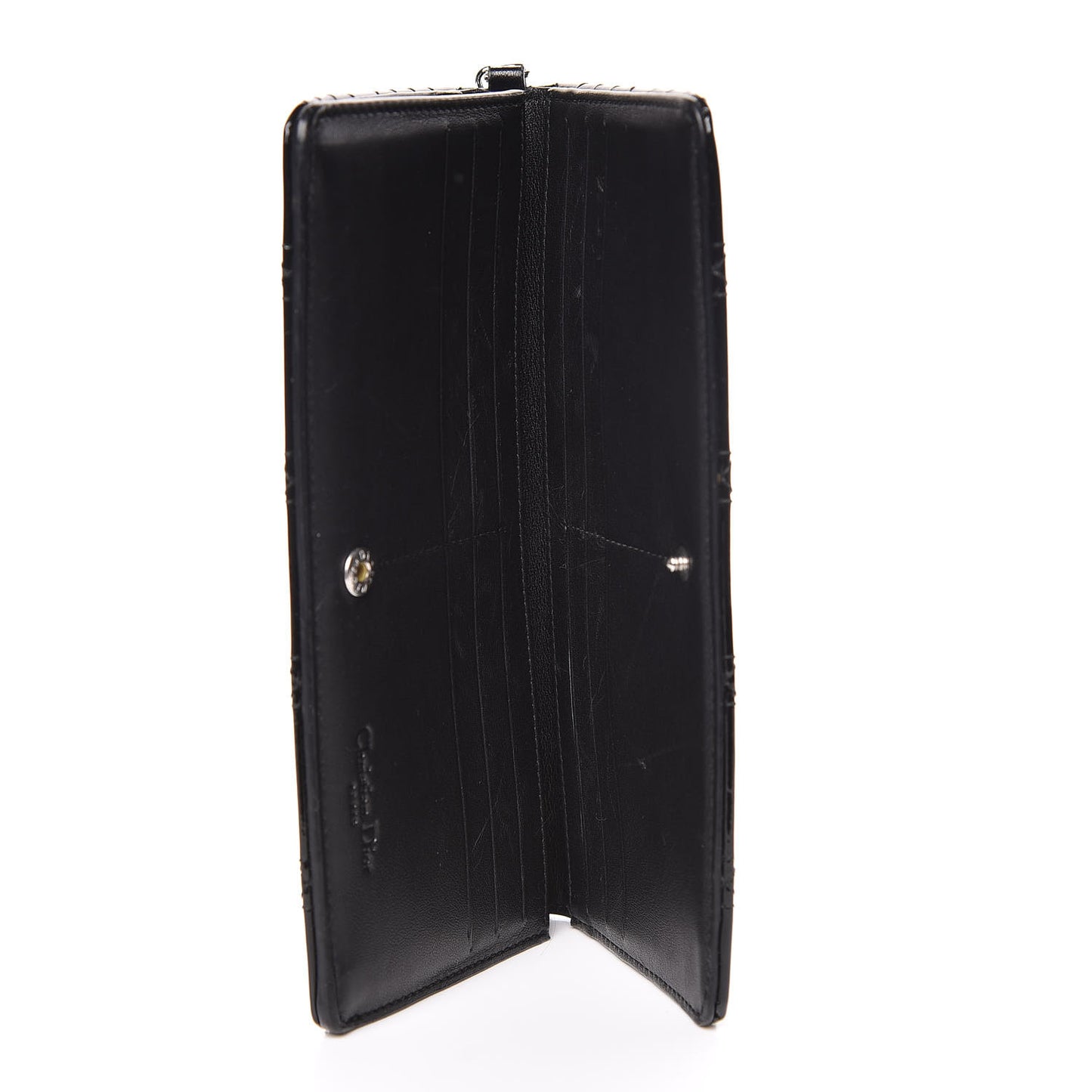 Patent Cannage Lady Dior Yen Wallet Black