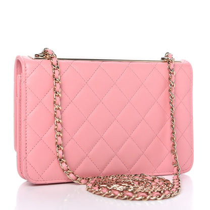 Chanel Lambskin Quilted Trendy CC Wallet On Chain WOC Pink 3 of 11