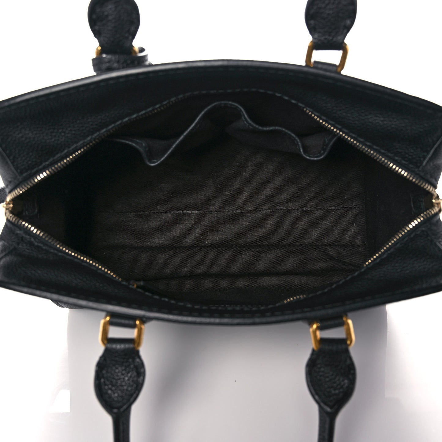 Pebbled Calfskin Small Skull Padlock Zip Around Tote Black