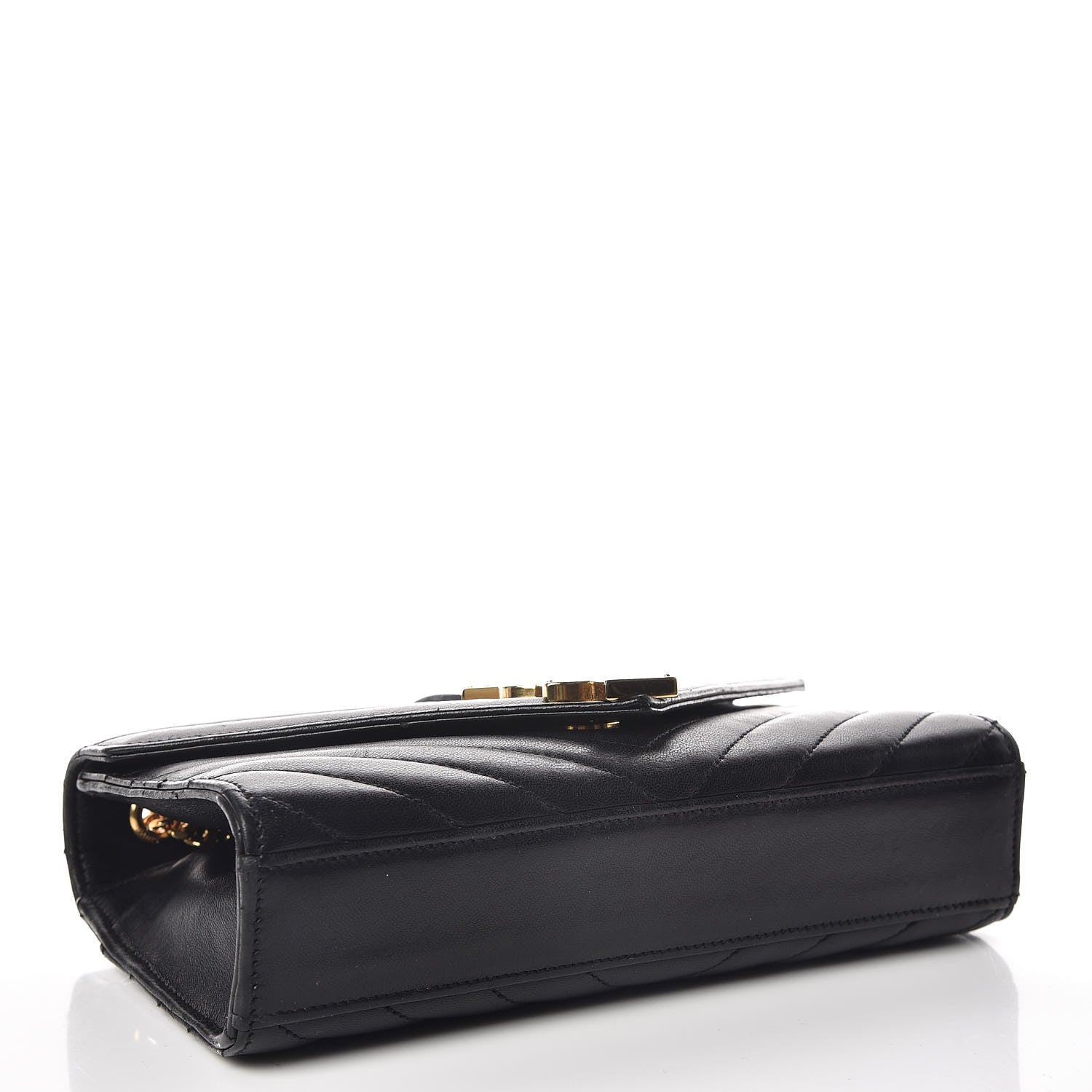 Saint Laurent Lambskin Matelasse Chevron Small Monogram Satchel Black 4 of 10