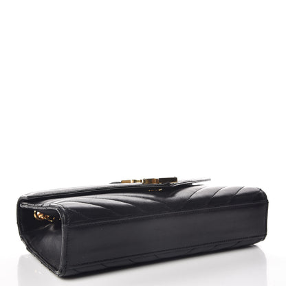 Saint Laurent Lambskin Matelasse Chevron Small Monogram Satchel Black 4 of 10