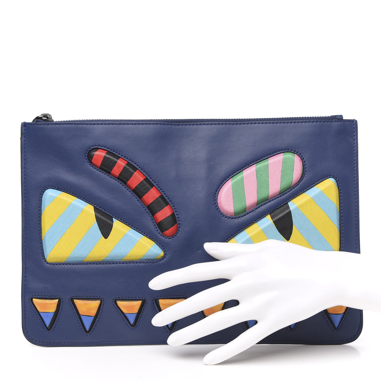 Vitello Century Lined Monster Eyes Pouch True Blue Celeste Multicolor