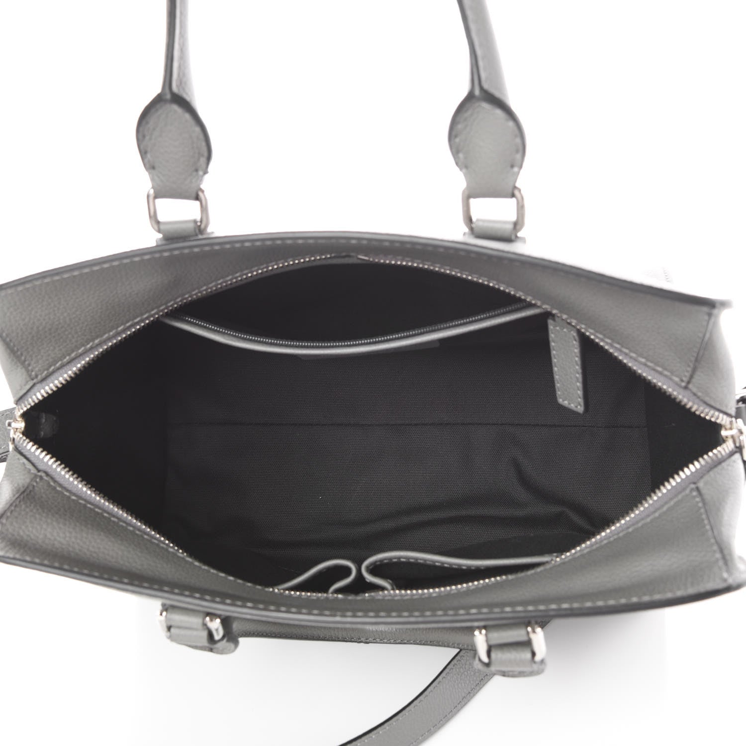 Alexander McQueen Pebbled Calfskin Small Skull Padlock Zip Around Tote Grey 7 of 9