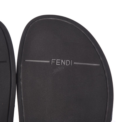 Fendi X FILA Glazed Fabric Calfskin FF 1974 Mania Slide Sandals 35 Mogano Panna Blueberry Caipiroska 6 of 9