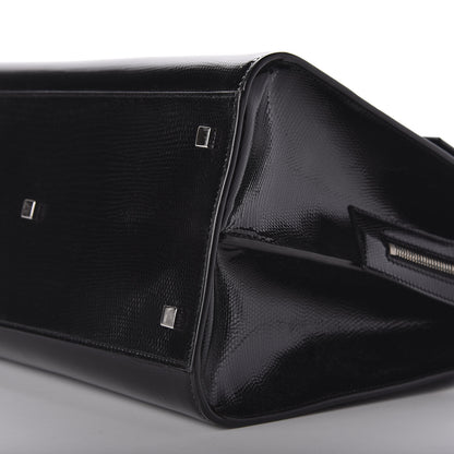 Saint Laurent Shiny Calfskin Lizard Embossed Large Uptown Tote Black 7 of 8