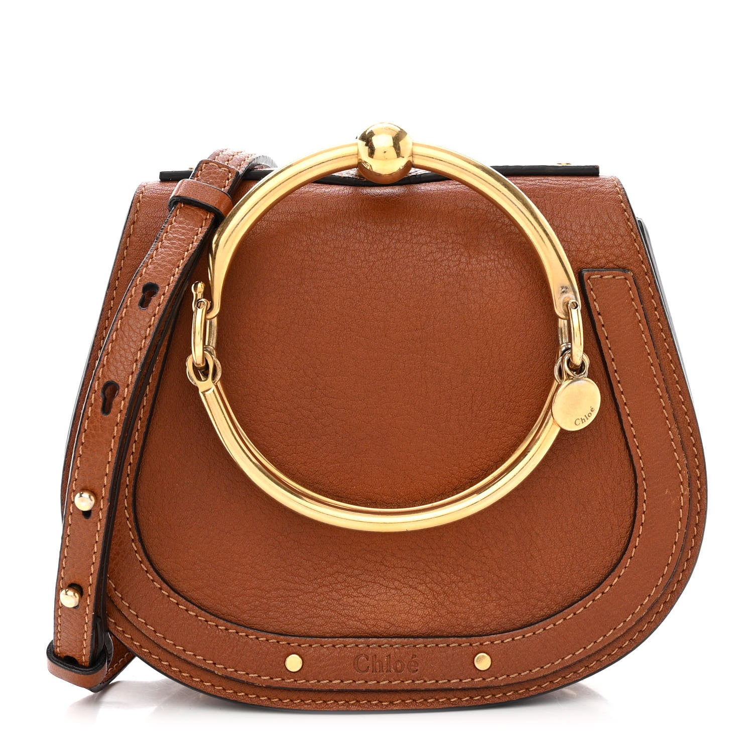 Chloe Calfskin Suede Small Nile Bracelet Bag Caramel 1 of 13
