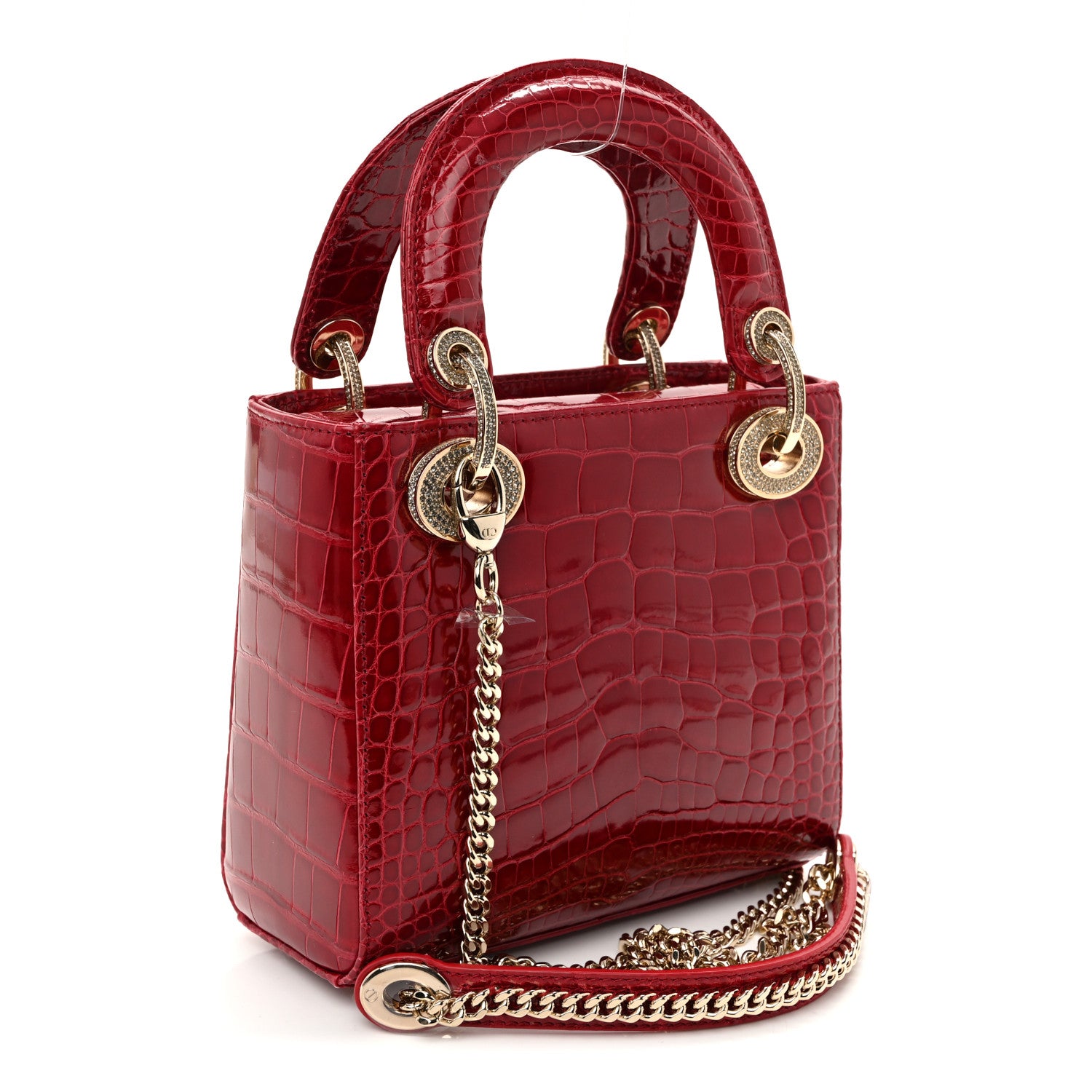 Christian Dior Alligator Crystal Mini Lady Dior Red 3 of 12