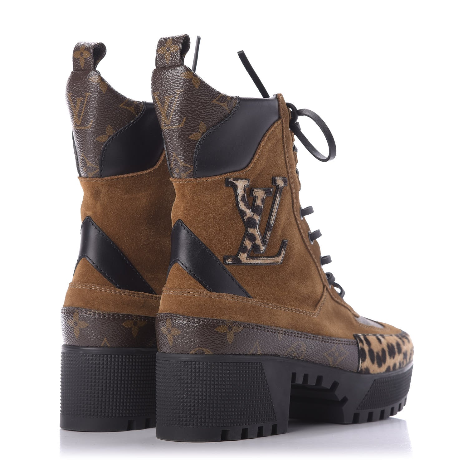 Louis Vuitton Suede Calfskin Monogram Laureate Platform Desert Boots 37.5 Cognac 4 of 9