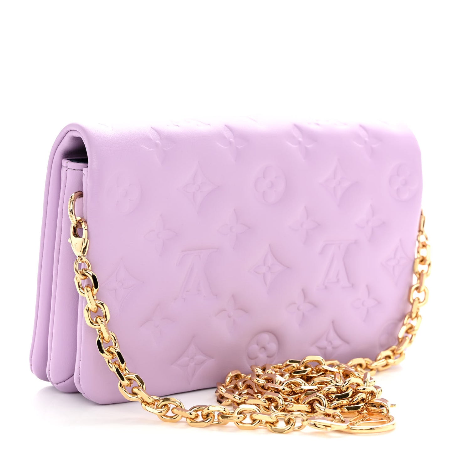 Lambskin Embossed Monogram Pochette Coussin Parme