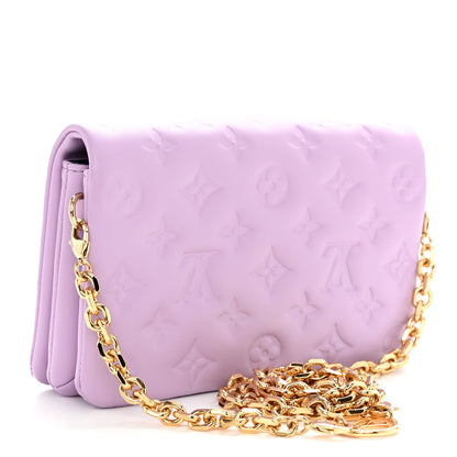 Louis Vuitton Lambskin Embossed Monogram Pochette Coussin Parme 3 of 10