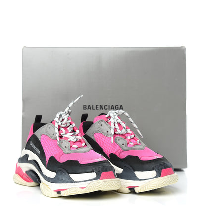 Balenciaga Fabric Mesh Womens Triple S Sneakers 37 Fluo Pink Grey White 7 of 7