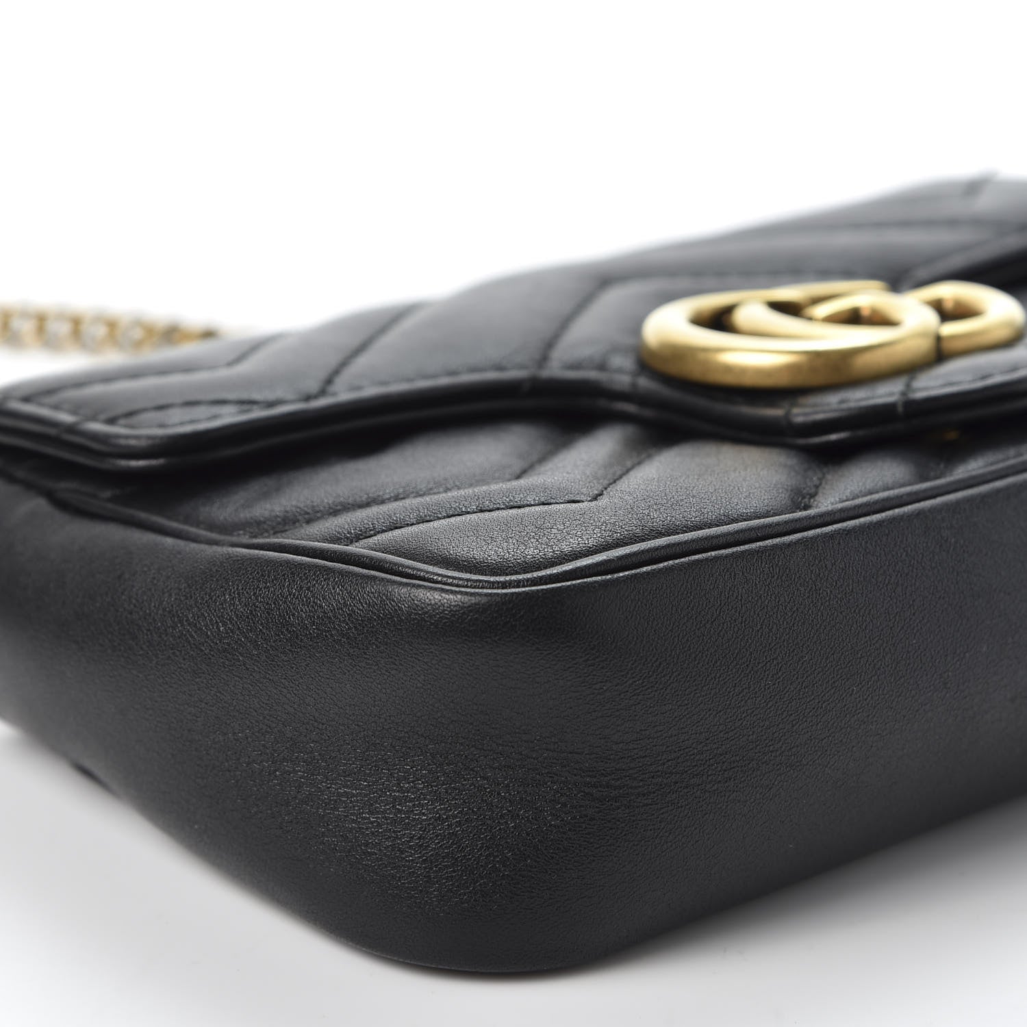 Gucci Calfskin Matelasse Super Mini GG Marmont Shoulder Bag Black 5 of 10