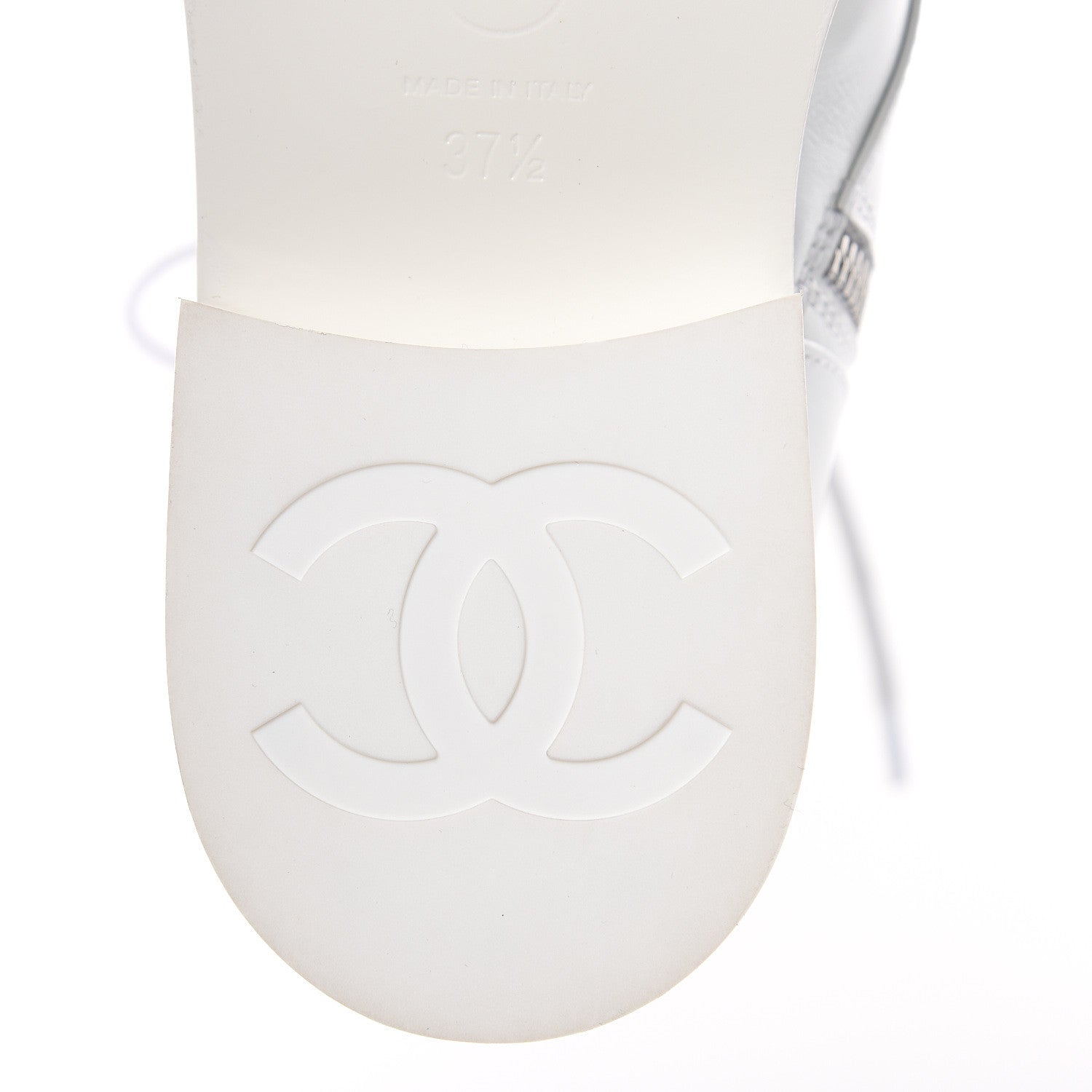 Chanel Calfskin CC Lace Up Boots 37.5 White 7 of 9