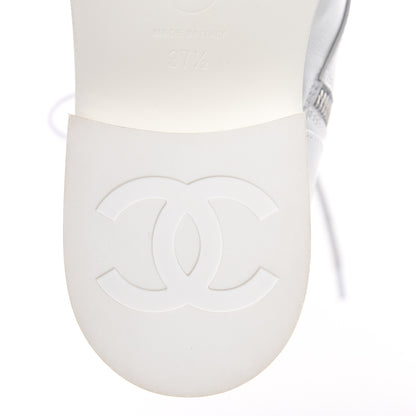 Chanel Calfskin CC Lace Up Boots 37.5 White 7 of 9