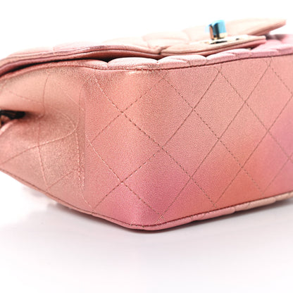 Chanel Metallic Lambskin Quilted Ombre Mini Square Flap Pink 9 of 11