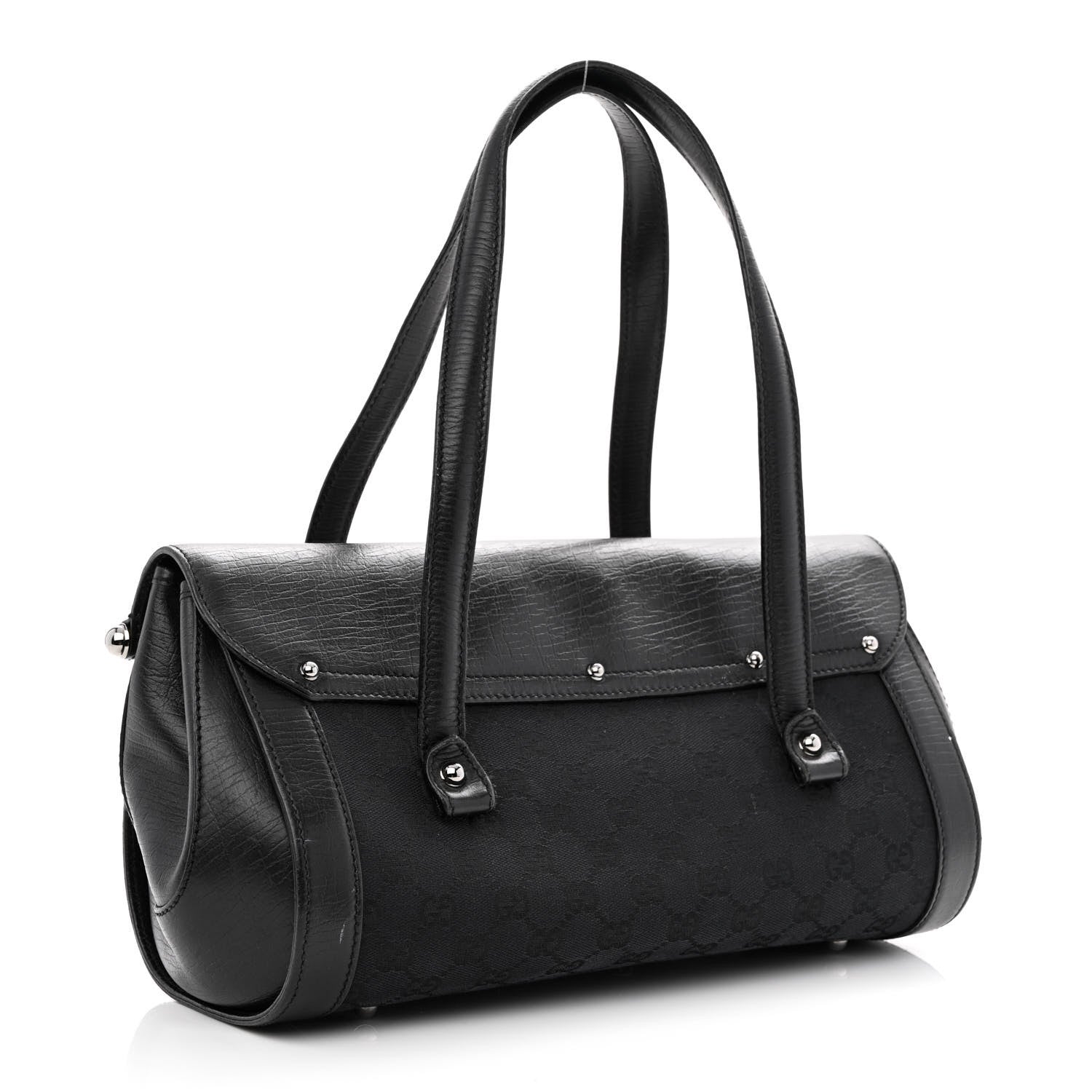 Gucci Monogram Bamboo Bullet Bag Black 3 of 14