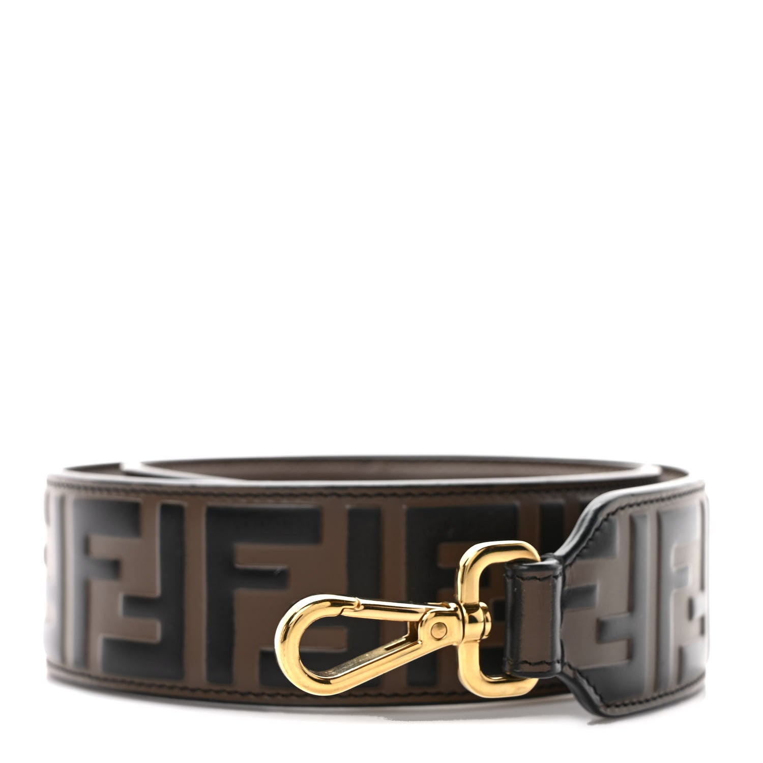 Fendi Vitello Century Bi-Color FF 1974 Embossed Strap You Maya Black 1 of 5