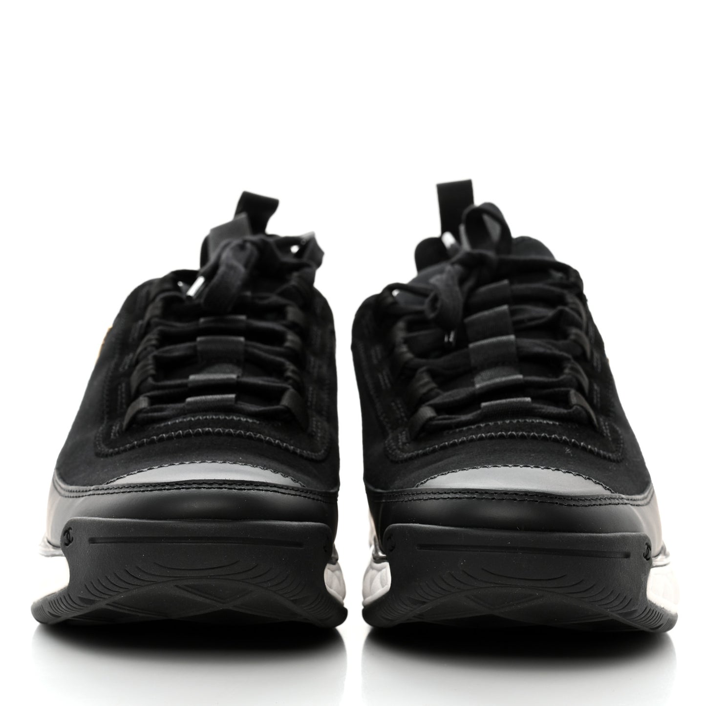 Velvet Calfskin Mixed Fibers CC Sneakers 39 Black