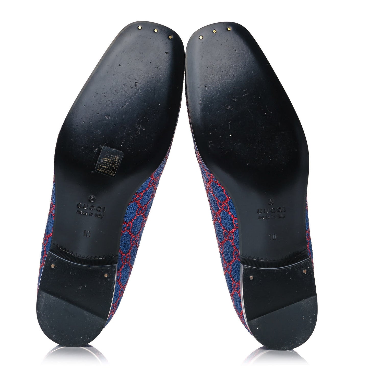 Lurex GG Monogram Mens Bow Loafers 10 Iridescent Blue Iridescent Red Black