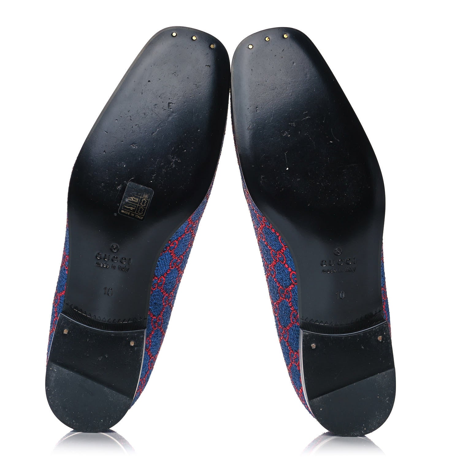 Gucci Lurex GG Monogram Mens Bow Loafers 10 Iridescent Blue Iridescent Red Black 5 of 10