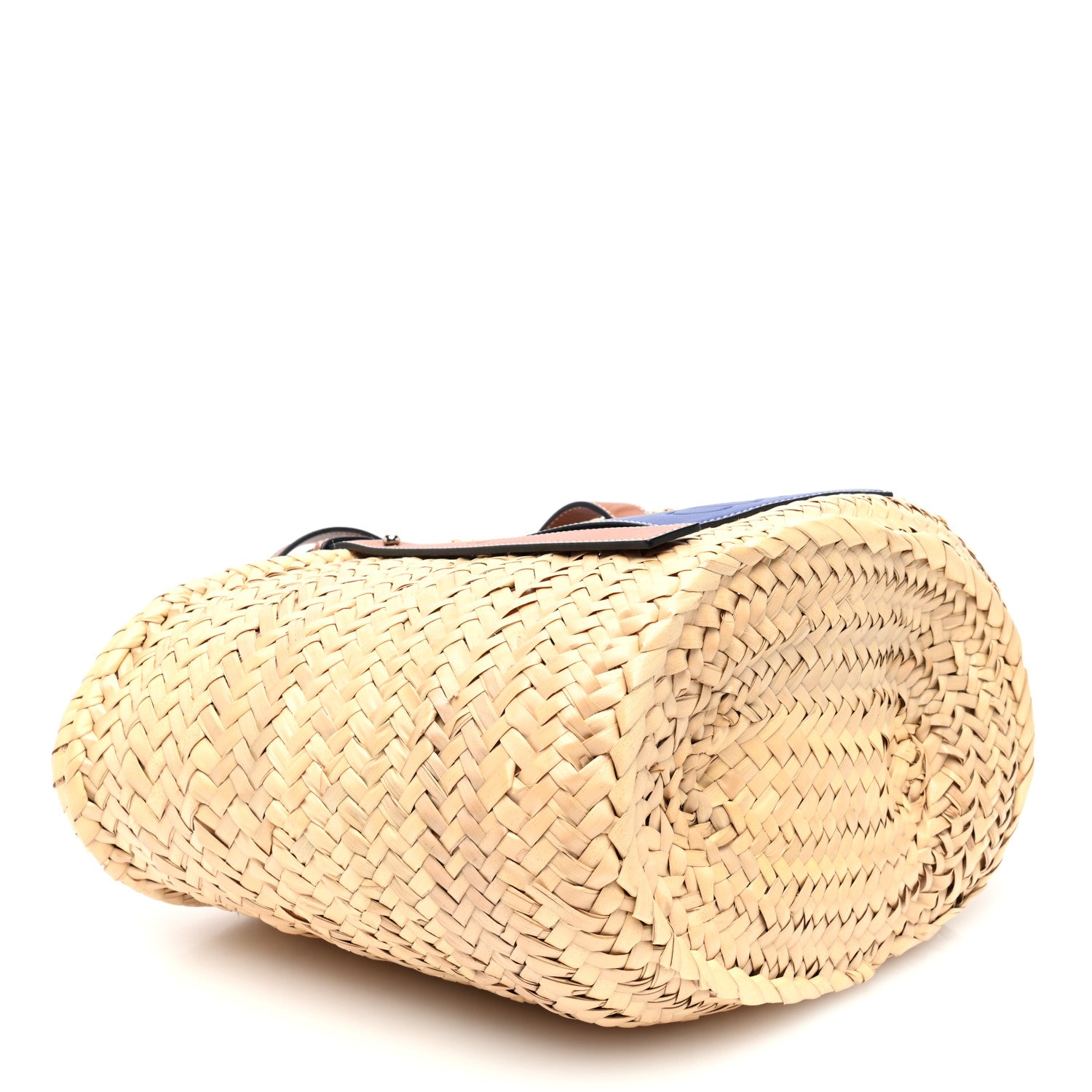Loewe Raffia Basket Tote Bag Natural Tan Navy 4 of 10